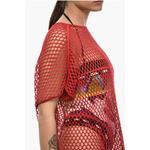 Однотонное ажурное пляжное платье-накидка Dsquared2, Red - фото 3