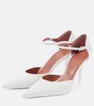 Кожаные туфли Barbara Mary Jane Amina Muaddi, White + Silver Buckle - фото 4