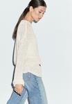 Джемпер Massimo Dutti OVERSIZE OPENWORK WITH V-NECK, Beige - фото 3