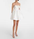 Мини-платье из тафты с отделкой бантом и бисером Self-Portrait, белый - фото 2