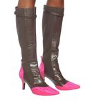 Кожаные сапоги до колена Marine Serre, фуксия - фото 5