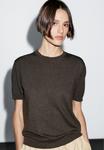 Джемпер Massimo Dutti SHORT-SLEEVE, Mottled Dark Brown - фото 3