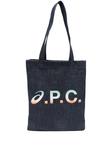 Сумка-тоут с логотипом A.P.C., синий - фото