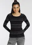 Рубашка KangaROOS с длинными рукавами и модным зигзагообразным узором, черный - фото