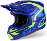 Шлем Alpinestars S-M7 Deed, ECE06/DOT, Blue/Yellow Fluo Glossy - фото