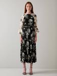 Платье Mimi Floral из чистого шелка L.K.Bennett, Cream/Black - фото