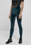 Леггинсы Urban Classics Ladies High Waist Velvet Leggings, зелено-голубой - фото