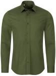 Рубашка Slim Fit на пуговицах Indumentum, оливковый - фото
