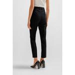 Укороченные брюки прямого кроя из шерсти BOSS, черный - фото 4