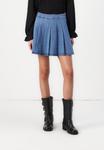 Мини-юбка PCSILJE PLISSÉ MINI SKIRT Pieces, деним - фото