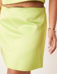 Мини-юбка из атласа цвета лайм Asos Curve - фото 5