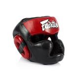 Шлем Fairtex Diagonal Vision Sparring Headguard - Lace-Up Head, черный/синий - фото 5