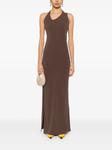 Платье макси с вырезом халтерне Patrizia Pepe, коричневый - фото 2