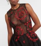 Платье миди из тюля с цветочной вышивкой Simone Rocha, черный - фото 4