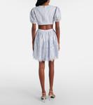 Вышитое мини-платье с вырезами и бантом Self-Portrait, синий - фото 3