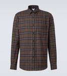 Клетчатая рубашка из хлопкового фланели Sunspel, Bark Check - фото