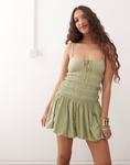 Мини-платье Motel Rasmil Bubble в цвете шалфейно-зеленый - фото 2