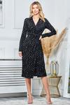Платье-рубашка миди в горошек Jolie Moi, черный - фото