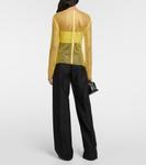 Сетчатый топ, украшенный кристаллами Giuseppe di Morabito, Yellow Fluo - фото 3