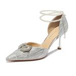 Ainer-cat Ainer cat Slim Heel High Heels 8cm Women's Silver - фото 3