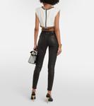 Кожаные узкие брюки с низкой посадкой Balmain, черный - фото 3