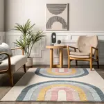 Коврик для детей Jerri Double Half Rainbow nuLOOM, 239x305 см, бежевый - фото 8