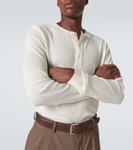 Хлопковая рубашка Henley Sunspel, экрю - фото 5