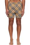 Burberry Бежевые клетчатые плавки - фото