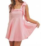 Розовое мини-платье с ленточной завязкой So Me - фото