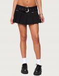 Edikted Kore belt pleated denim micro short in black - фото 4