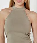 Платье женское Guess Jeans Кармела в рубчик с открытыми плечами, бежевый - фото 4