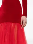 Бархатное платье со вставкой из тюля Atu Body Couture, красный - фото 5