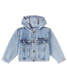 Джинсовая куртка с капюшоном и логотипом Moschino Kids, Iced Blue - фото
