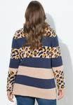 Джемпер LAURASØN MIXED STRIPE LEOPARD PRINT, Navy Blue/Dark Blue - фото 2