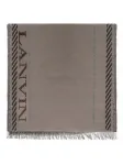 Шарф с принтом-логотипом и бахромой Lanvin, серый - фото