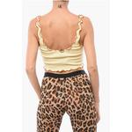 Укороченный топ в рубчик с вышитым логотипом Dsquared2, желтый - фото 2