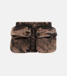 Джинговая мини-юбка Miu Miu, черный - фото