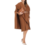 Шерстяной плащ Elisabetta Franchi, camel - фото