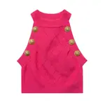 Топ-майка кроп с пуговицами Lion Head BALMAIN, ярко-розовый - фото