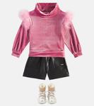 Верх с отделкой из перьев Monnalisa, цвет blush - фото 2