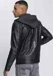Кожаная куртка Bruno Banani, с капюшоном, со съемным капюшоном, черный - фото 2