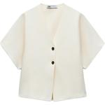 Трикотажная футболка ZARA, небеленая белая - фото 2