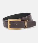 Ремень кожаный Cassandre 30 мм Saint Laurent, коричневый - фото