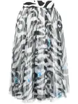 Юбка миди с зебровым принтом OFF-WHITE, черный - фото