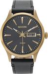 Часы Sentry Solar Leather Nixon, цвет All Gold/Black - фото