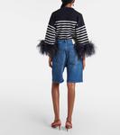 Кожаные бермуды из денима Valentino, Medium Blue Denim - фото 3