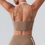 Женский спортивный топ-бралетт с двойным слоем и регулируемыми бретелями Clearflower, Khaki - фото 3