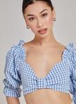 Укороченный топ в клетку Pink Vanilla, синий - фото 4
