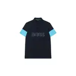 Поло с логотипом и резинкой HUGO BOSS, темно-синий - фото