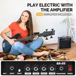 Бас-гитара Glarry GIB на 4 струны Full Size с пьезозвукоснимателями SS - Синяя - фото 2